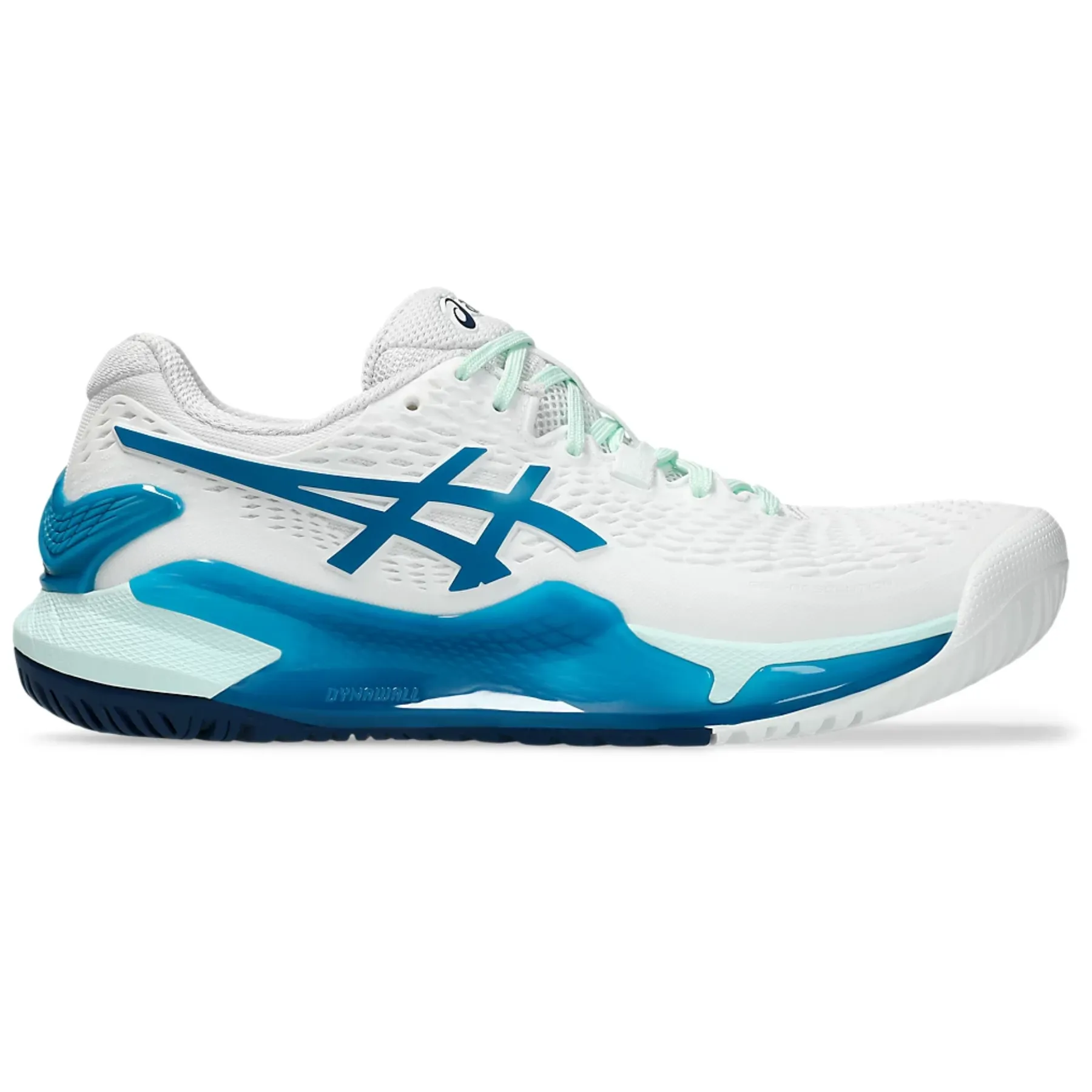 Energy Return Cushioning Asics Gel-Resolution 9 Women Tennis Shoes - White/Teal Blue