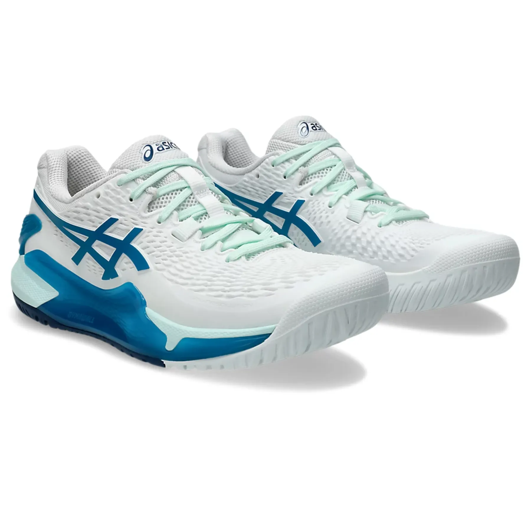 Lightweight Frame Asics Gel-Resolution 9 Women Tennis Shoes - White/Teal Blue