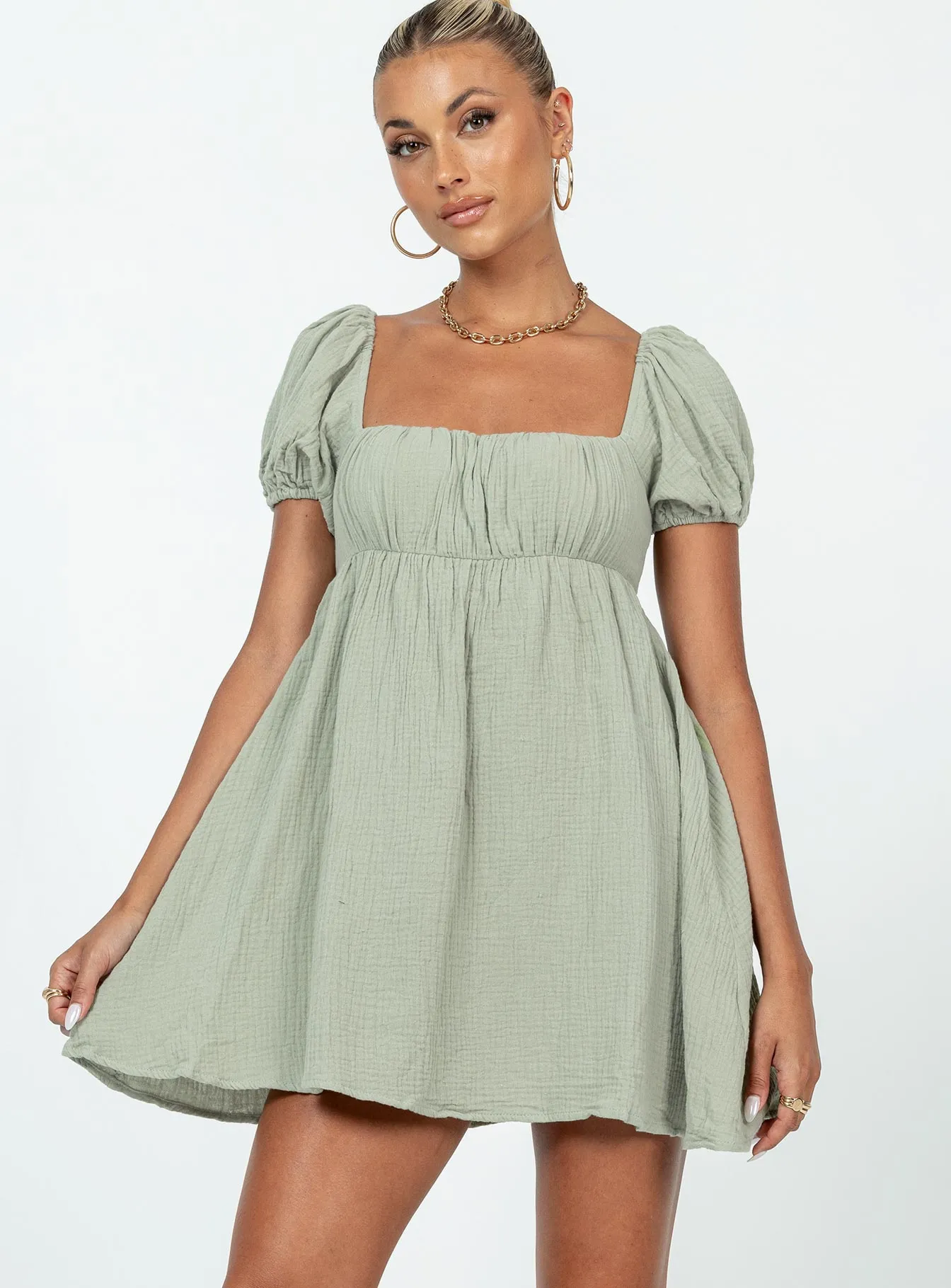 Let's Dance Mini Dress Sage Everyday Comfort Minimalist Design