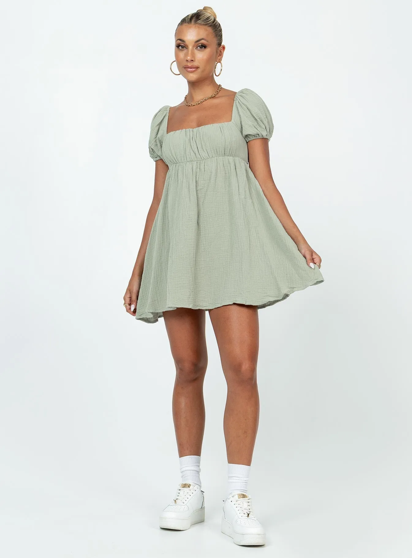 Quick Look Lightweight-Lining Let's Dance Mini Dress Sage