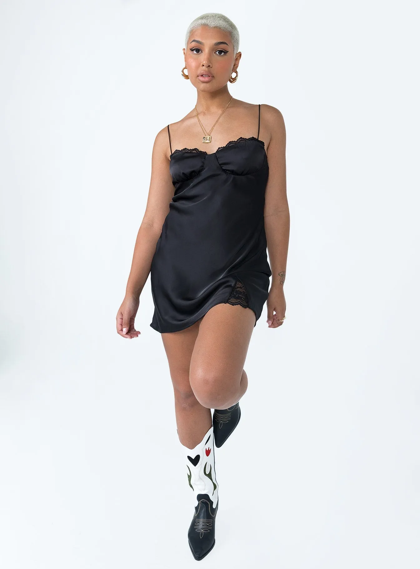 Snowbird Mini Dress Black Wave Soft Figure-Skimming