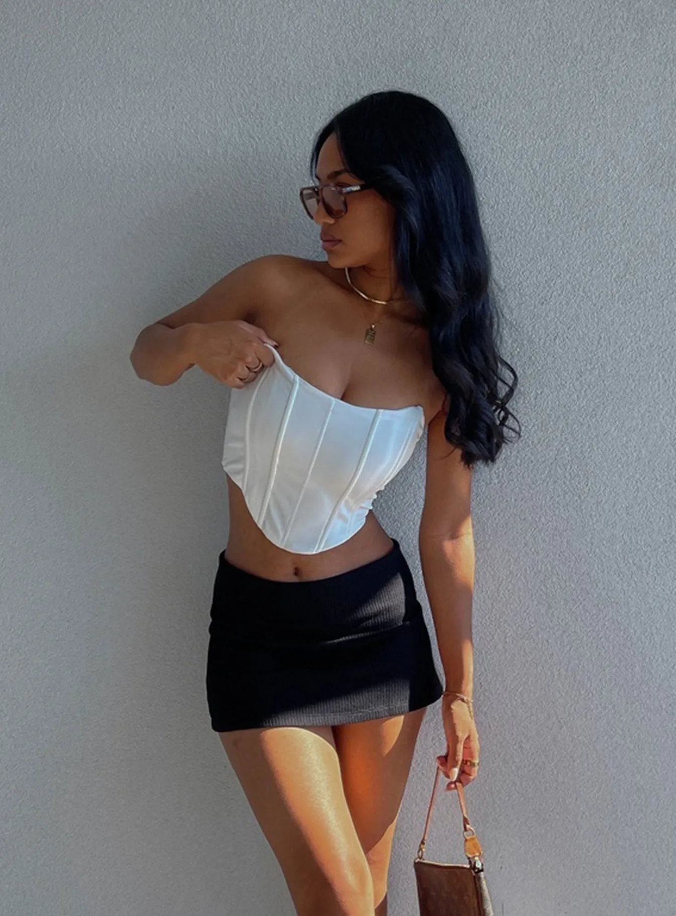 Polished Touch Detachable Tie Leo Mini Skirt Black