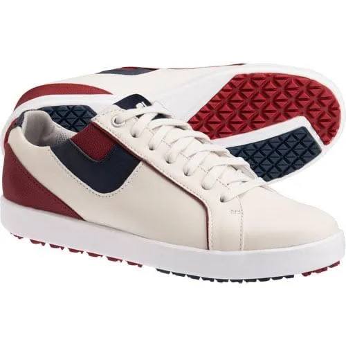 New Women's Footjoy Links Golf Shoe Almond/Burgandy Size 9 MSP$130 Easy Step Turf Grip