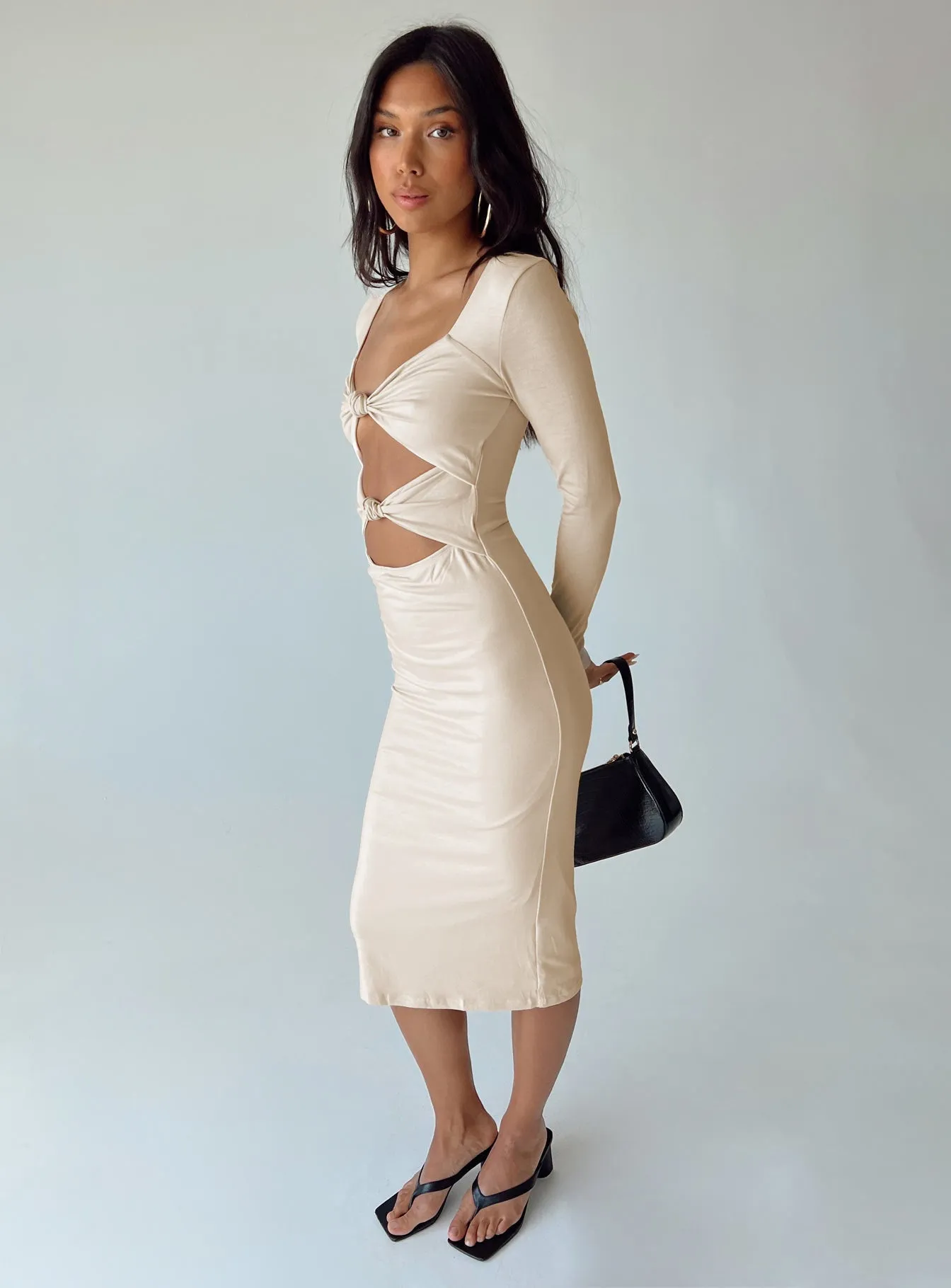 Illias Midi Dress Biege Crisp Silhouette