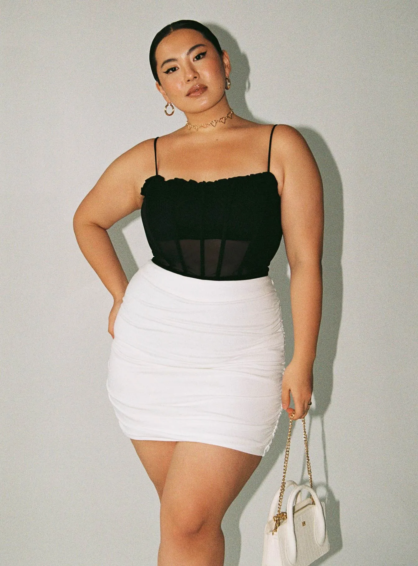 Heritage Inspired Benji Mini Skirt White Curve