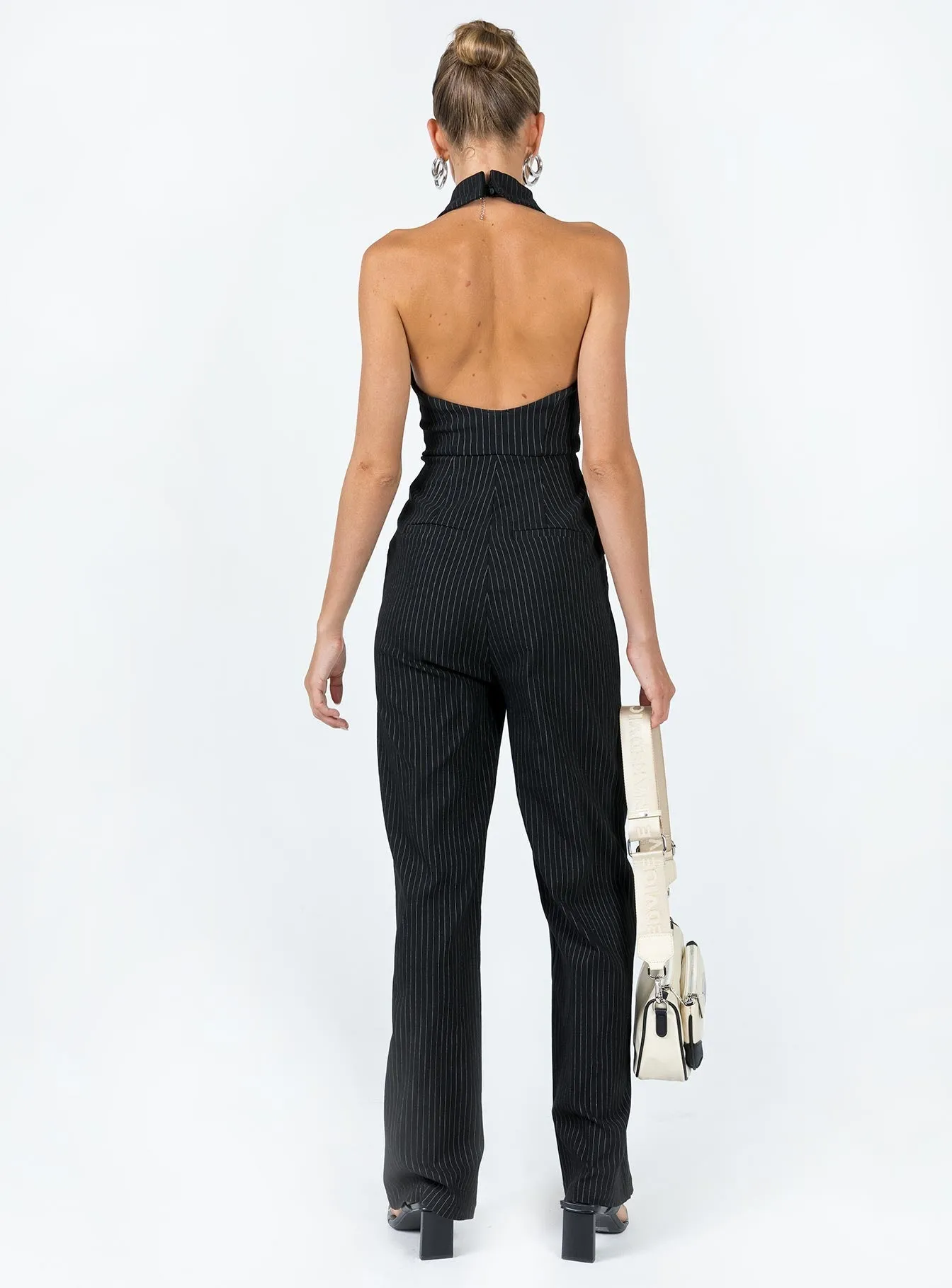 Blake Halter Jumpsuit Black Soft Loose Dynamic Simple