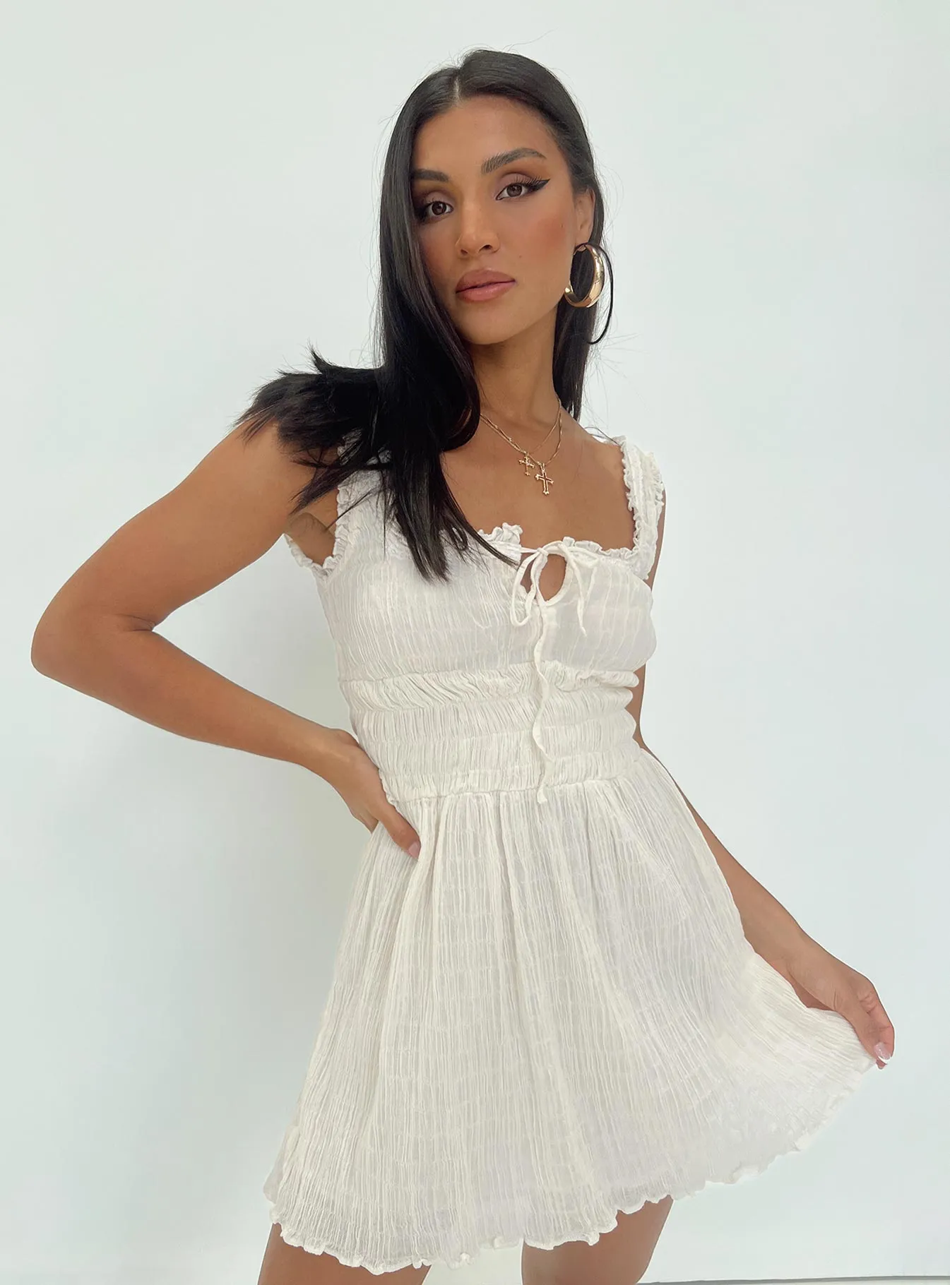 Feminine full-length gown Vibrant Light Peyton Mini Dress Cream