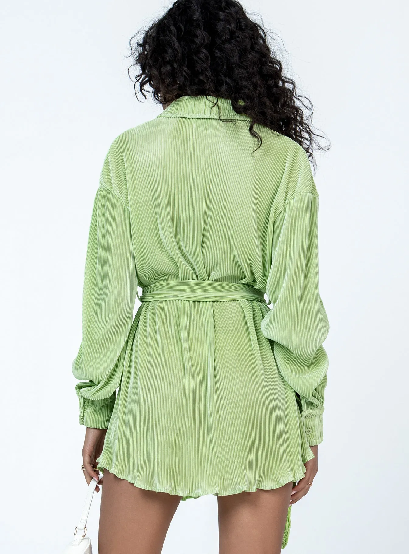 Edena Mini Dress Green Flow Sleeve