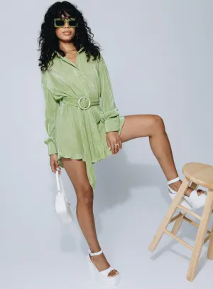 Edena Mini Dress Green Contemporary Vibe