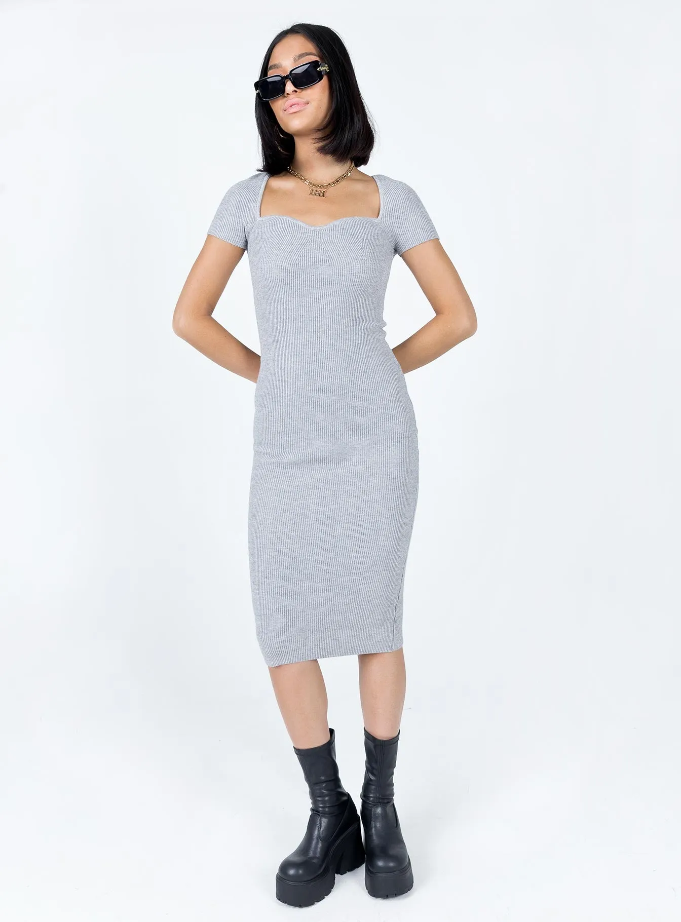 Ellisen Midi Dress Grey Silky Touch