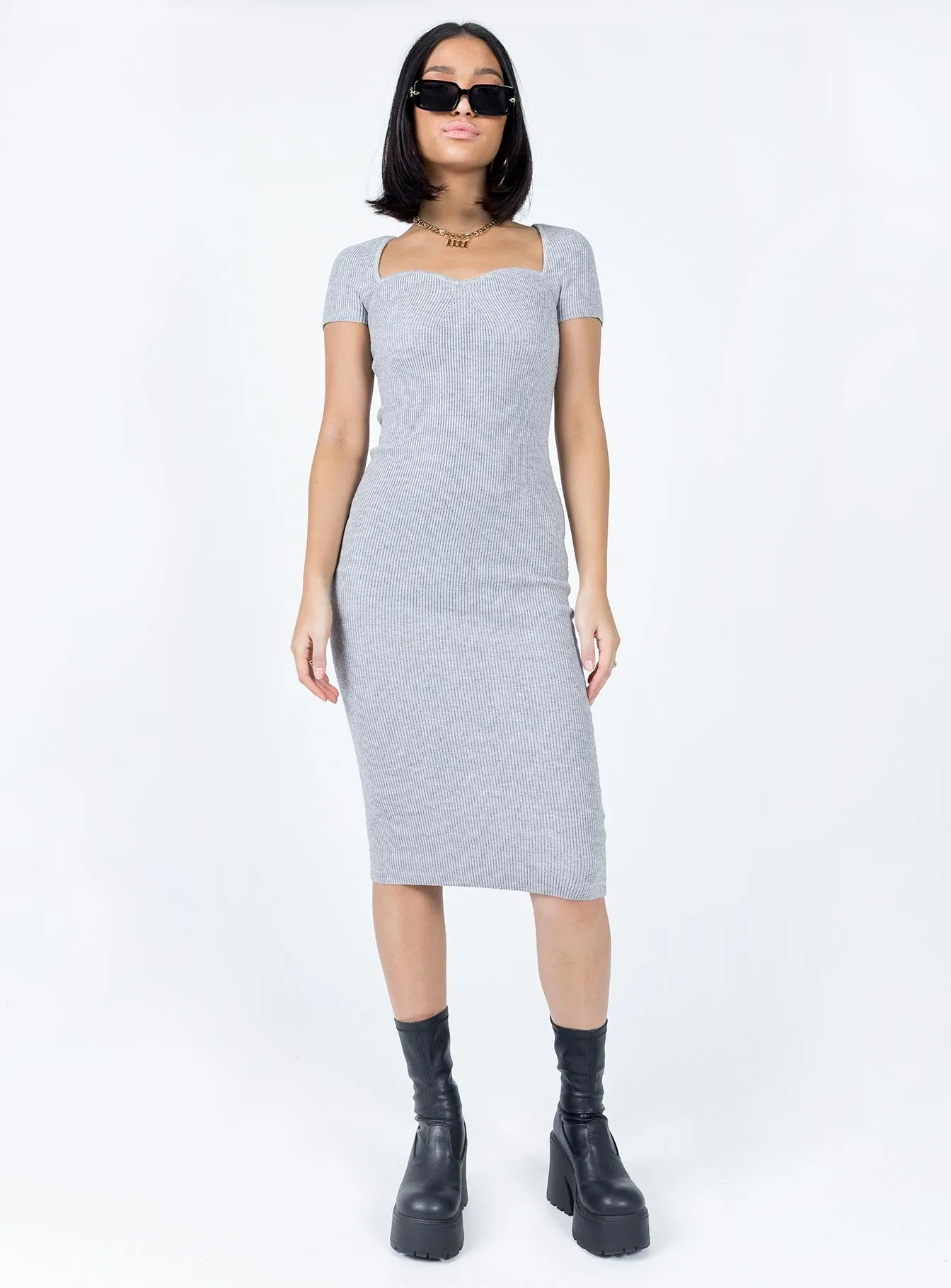 Ellisen Midi Dress Grey Classic-style