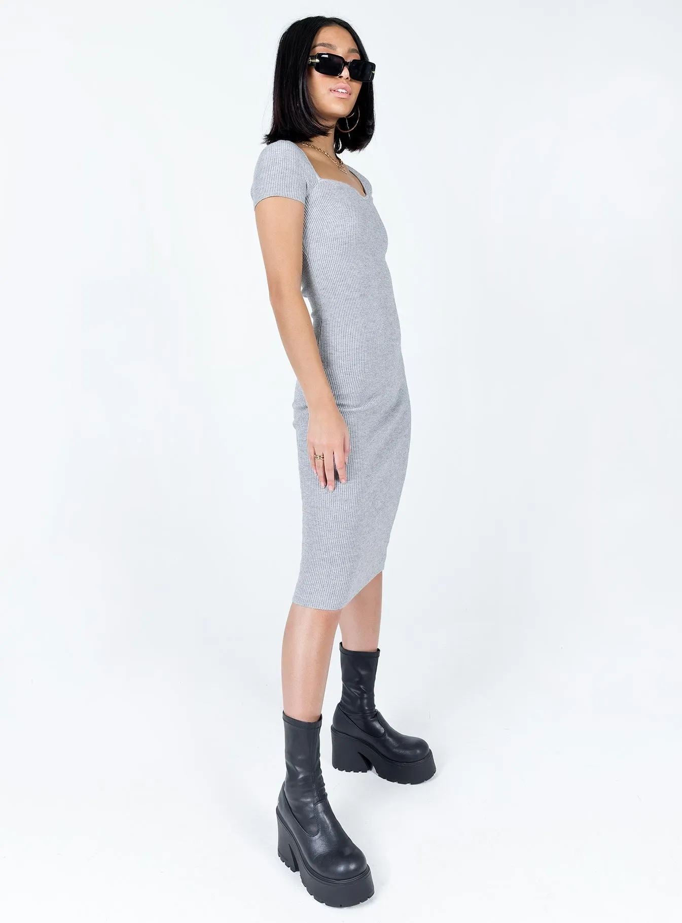 Light Wrap Ellisen Midi Dress Grey