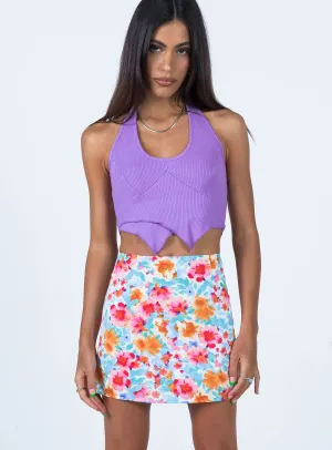 Fashion Collab Athleisure Inspired Selby Mini Skirt Light Blue Floral