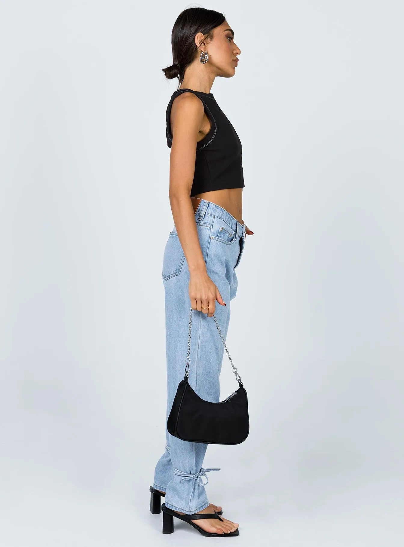 Comfortable Wear Connection Ankle Tie Denim Jeans