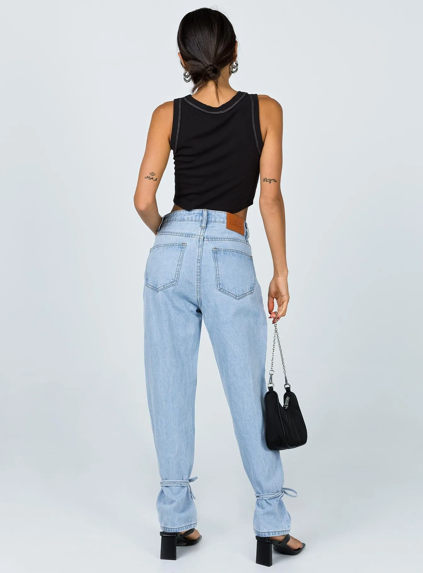 Casual Wear QuickDryMaterial Connection Ankle Tie Denim Jeans