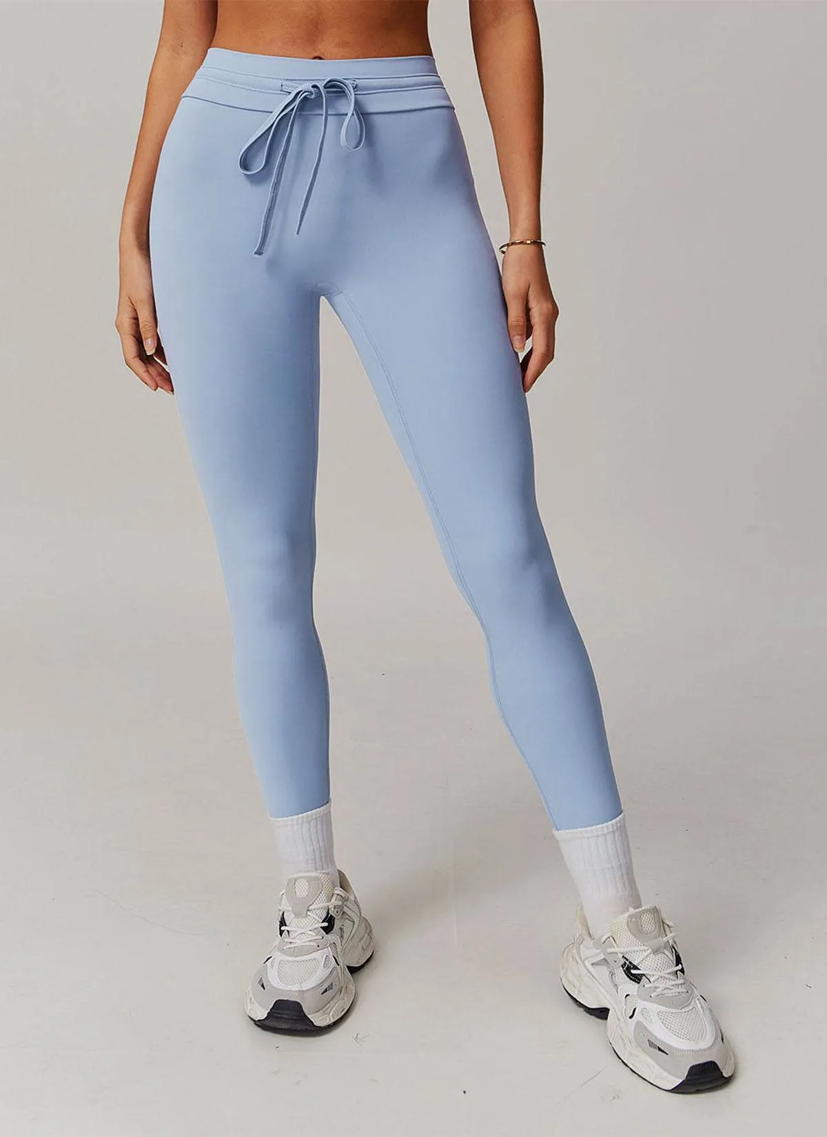 DoubleStitchedEdges Dance Light High Waist Drawstring Yoga Leggings