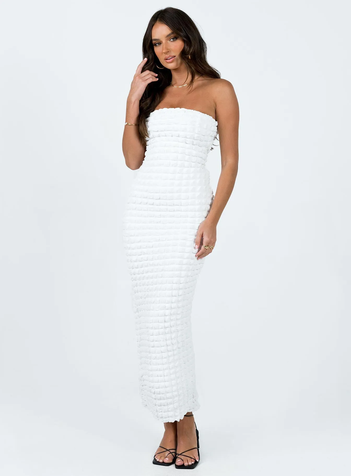 Airy Layer Minimalist Elegance Kendrick Strapless Maxi Dress White