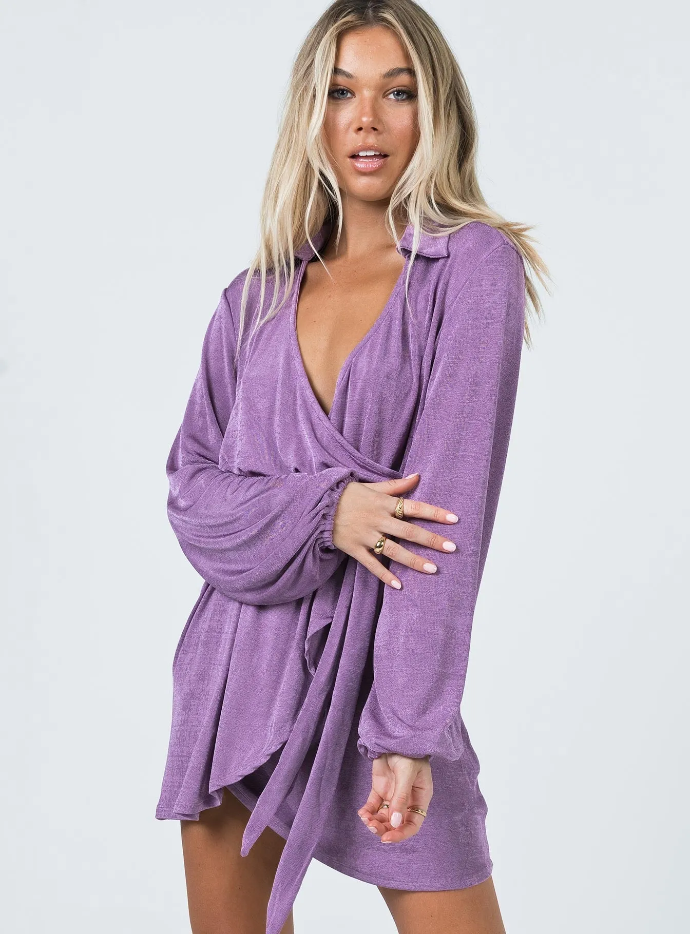 Winter Layering Party Time Mini Dress Purple