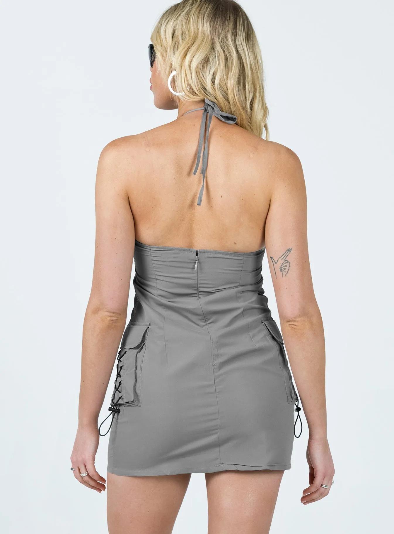 Motel Schmidt Mini Dress Grey Travel Friendly Signature-Style