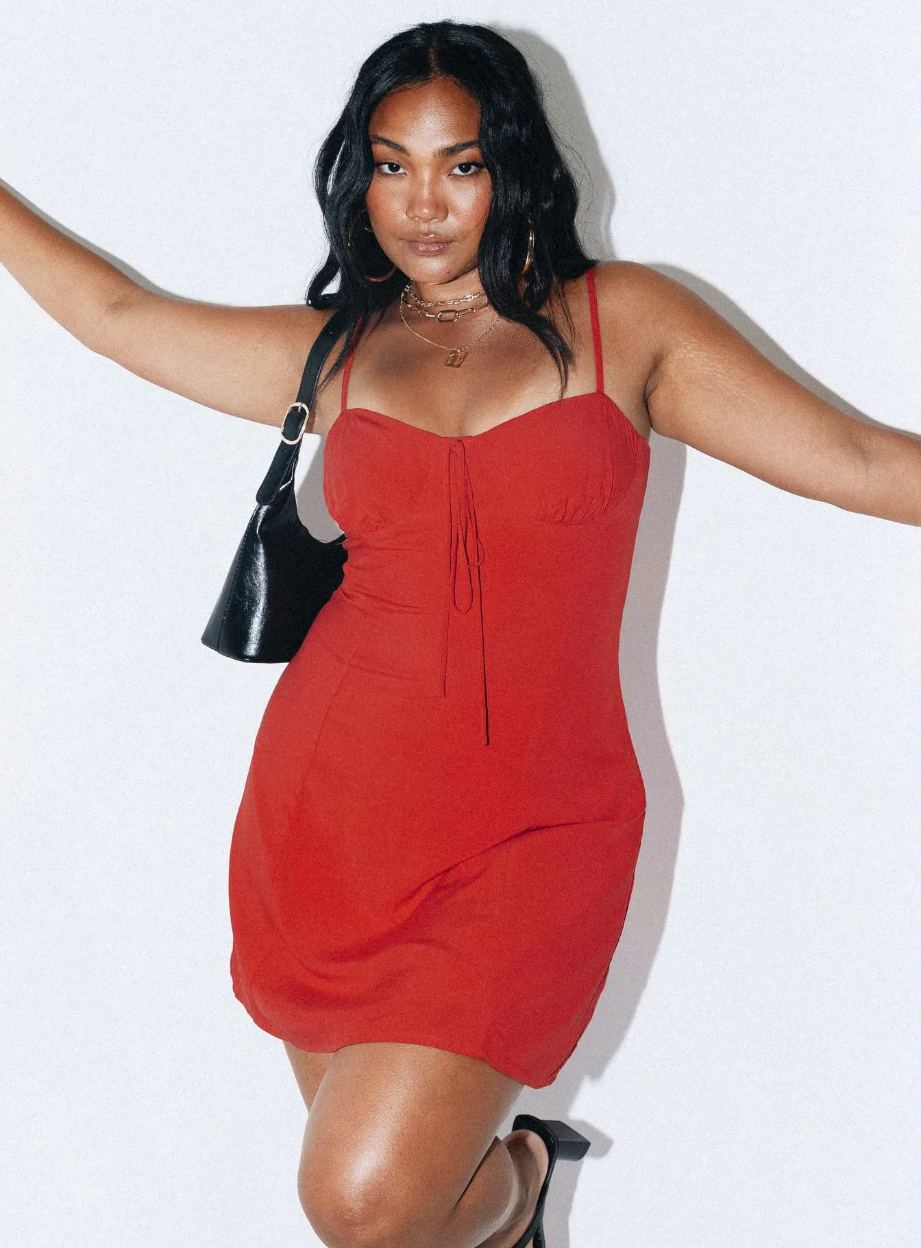 Dare Devil Mini Dress Red Scoop-Neck