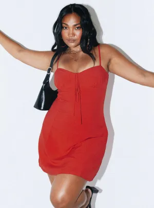 Dare Devil Mini Dress Red Scoop-Neck
