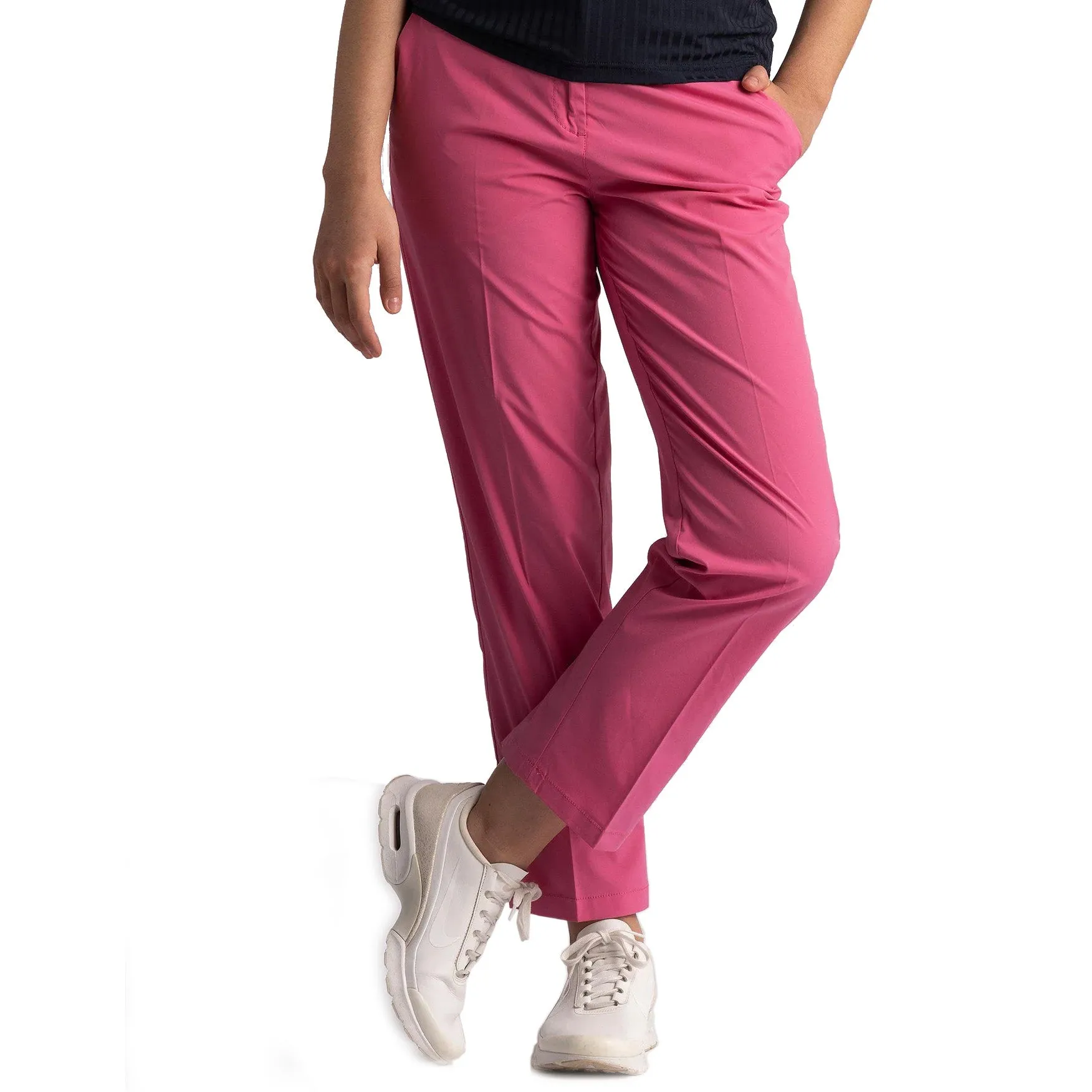 No Chafe Ripped design Cross Women's Lux Chino Golf Pants - Raspberry Rose