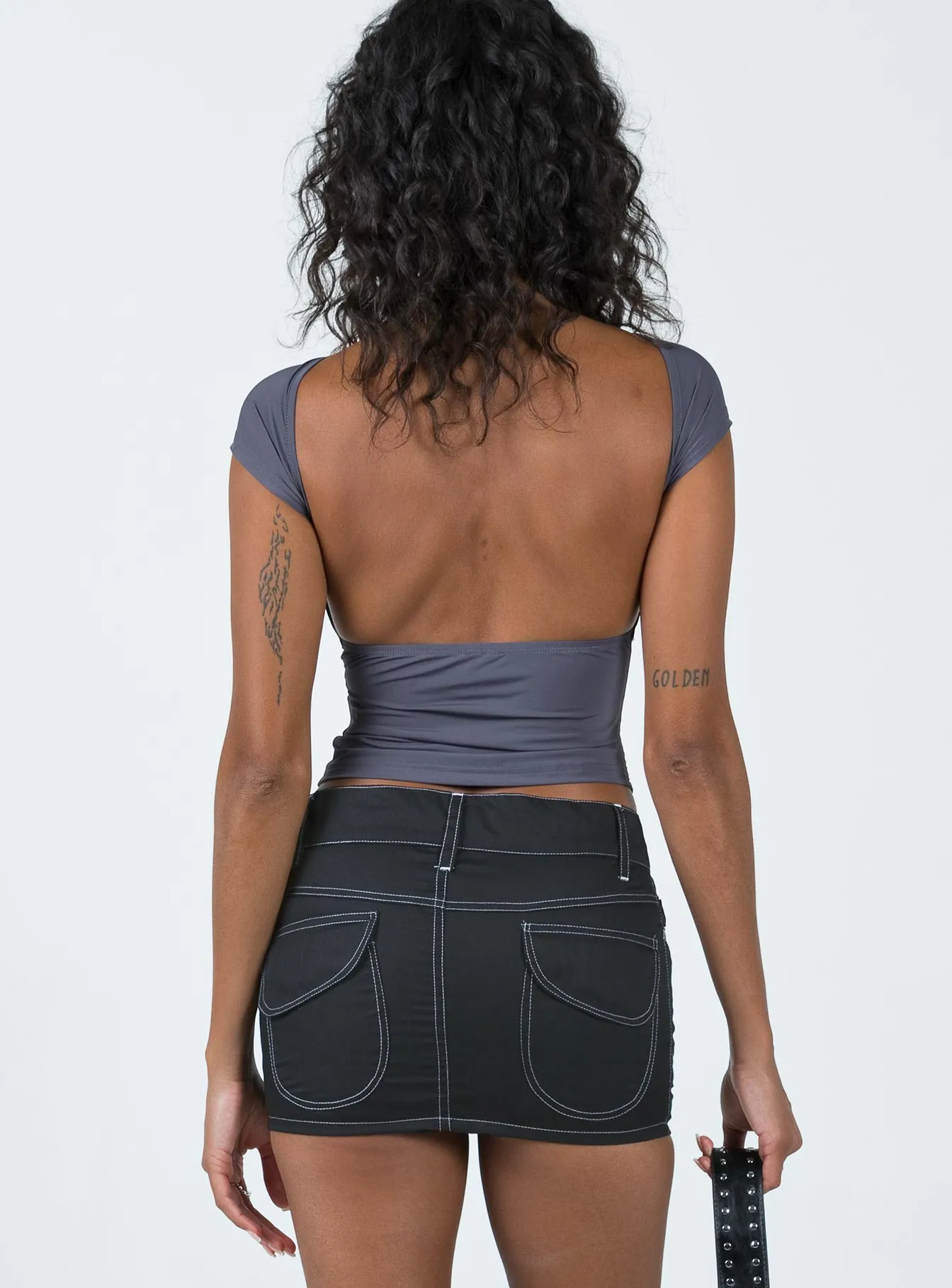 Motel Dipta Skirt Black / White Contoured Waist Outdoor Gathering