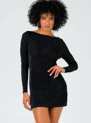 Open-back Chilly Day Wear Montana Mini Dress Black
