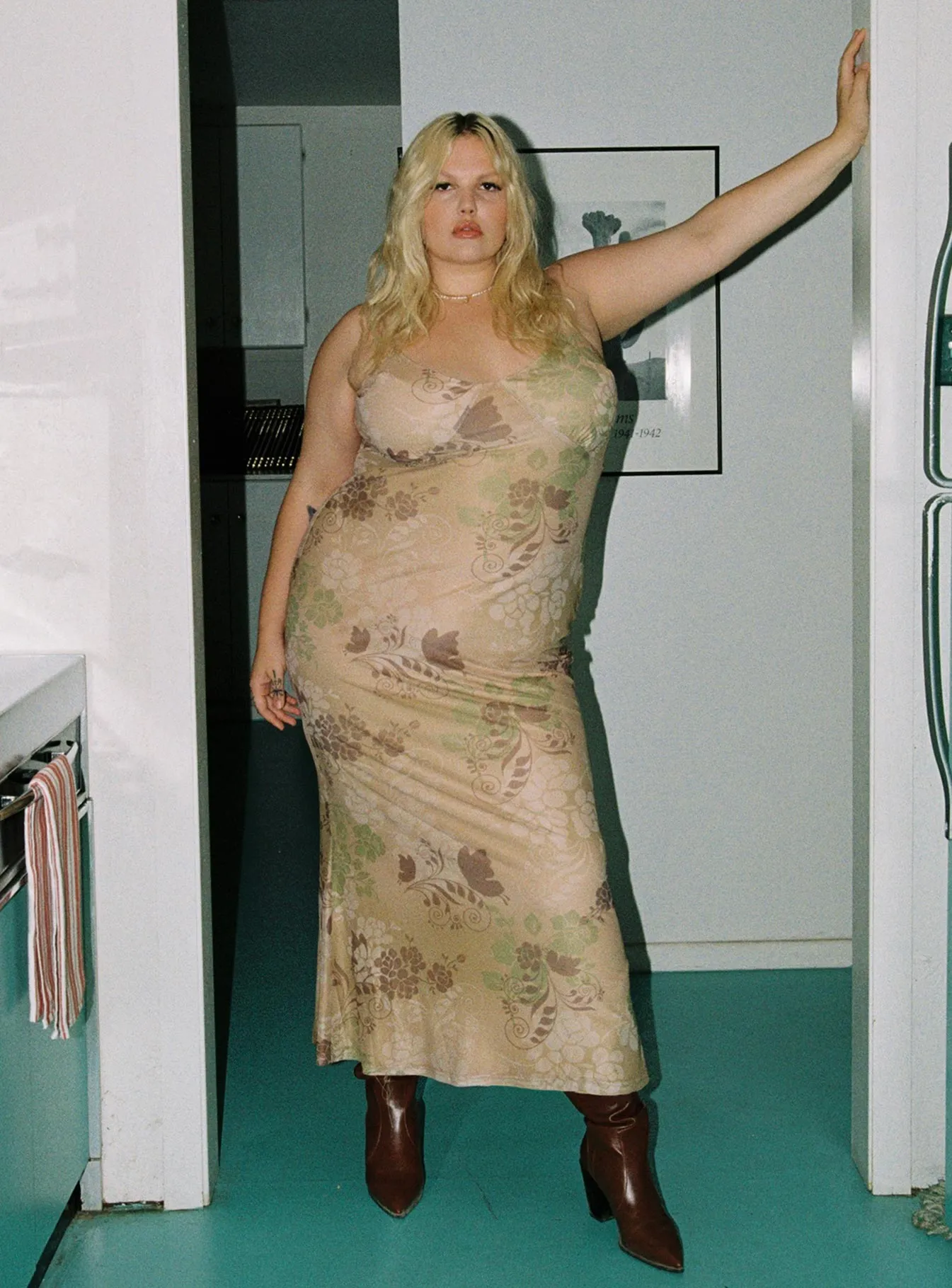 Wrap style Down For the Ride 90's Slip Maxi Dress Multi Curve