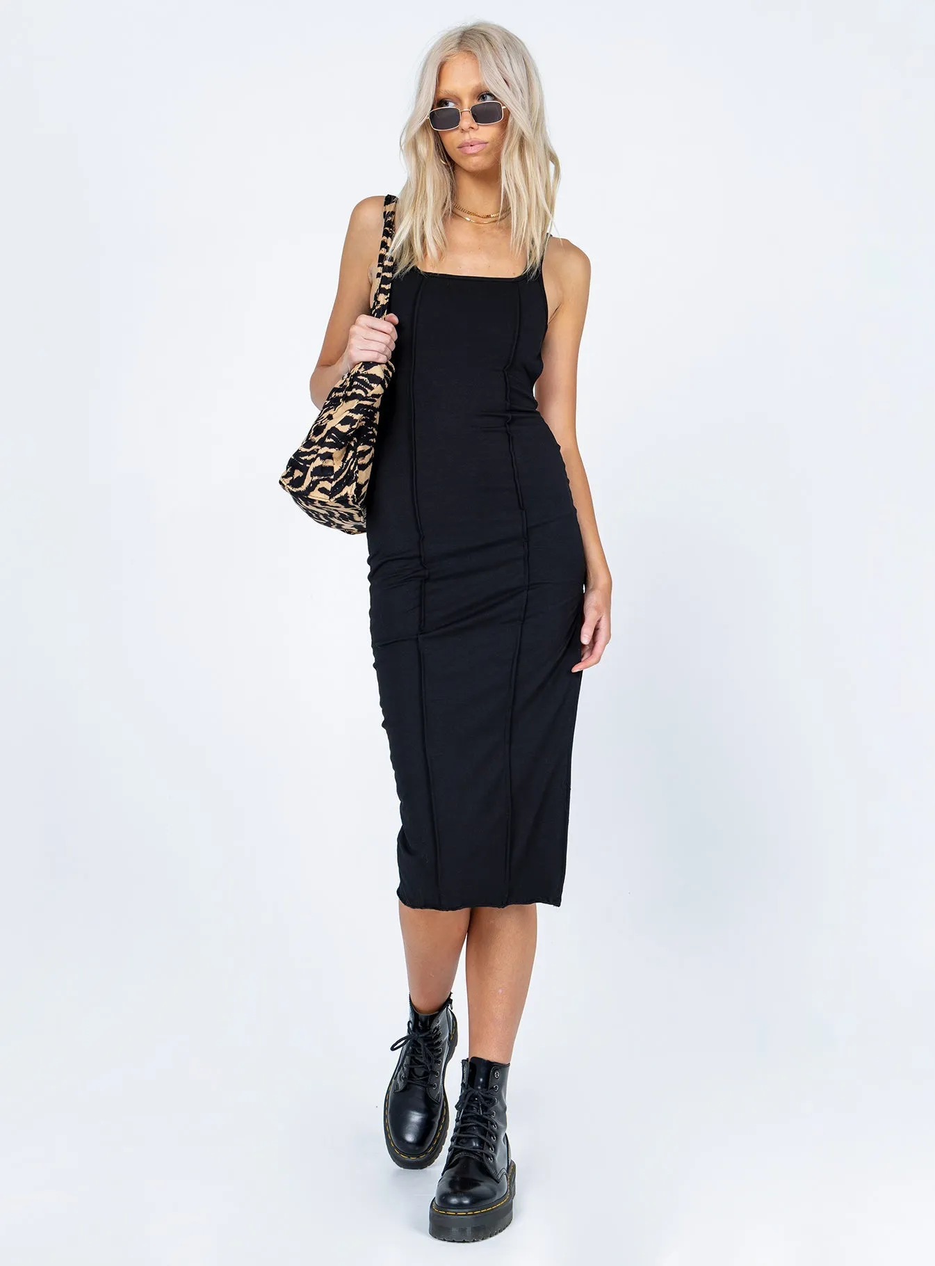 All-Occasion Wear Flattering Shape Alya Midi Dress Black