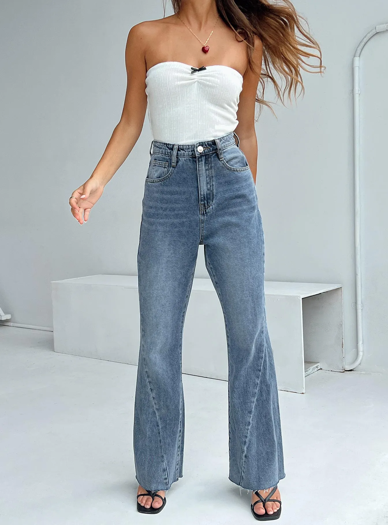 Chandra Flare Jeans Mid Wash Denim ThermalRegulating Layer
