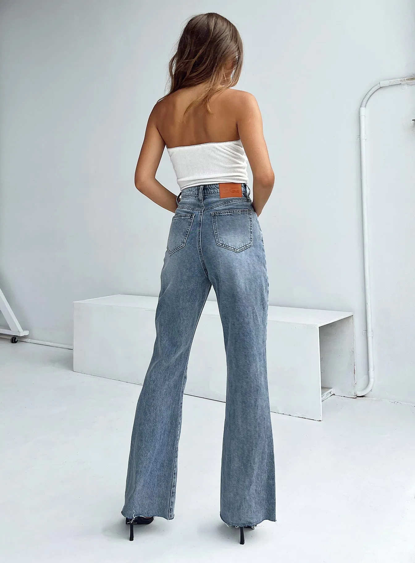 Chandra Flare Jeans Mid Wash Denim FlexibleWaistband Run Ready