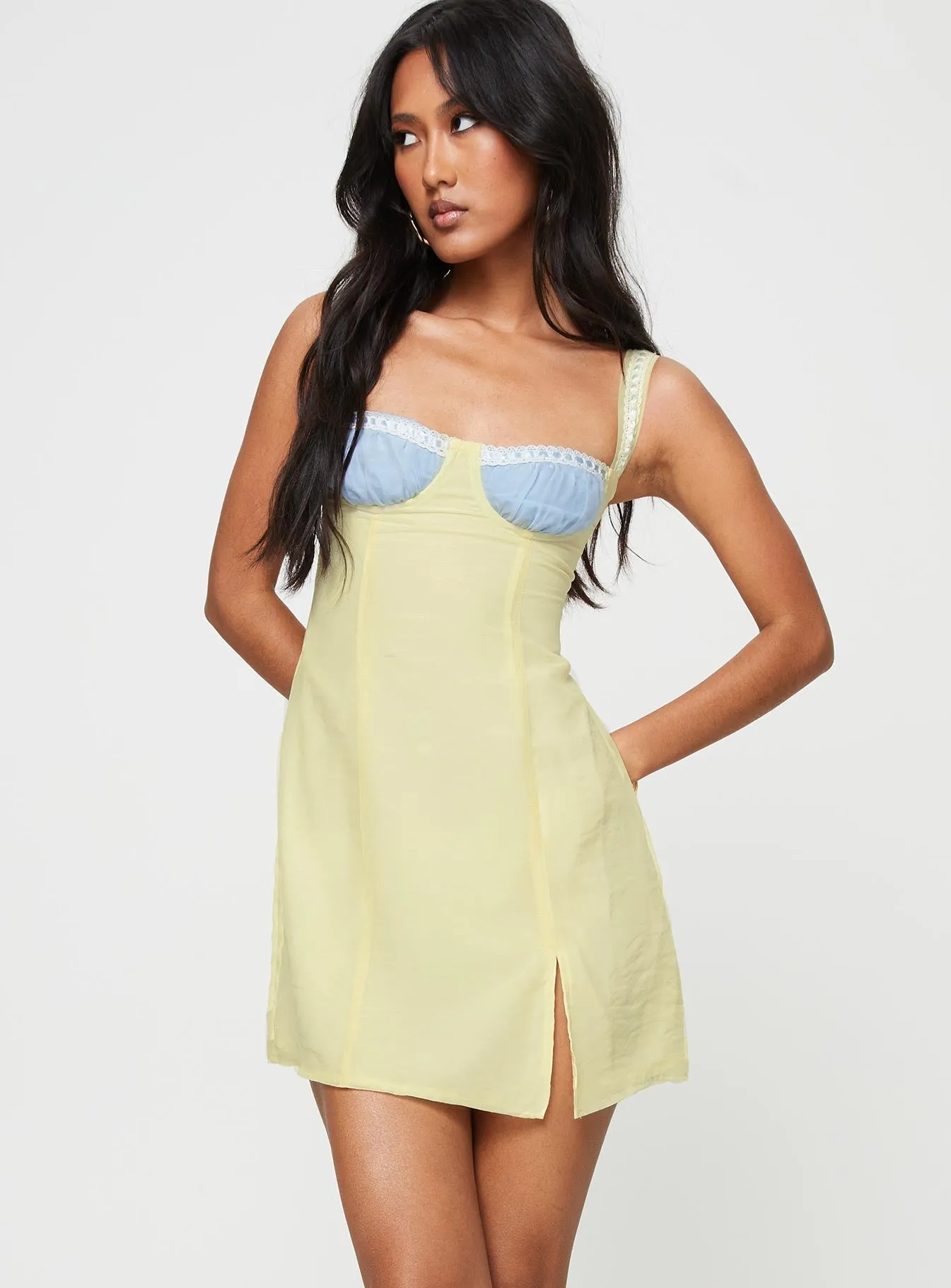 Fritelle Ribbon Mini Dress Yellow / Blue Bright-colored piece All Daywear