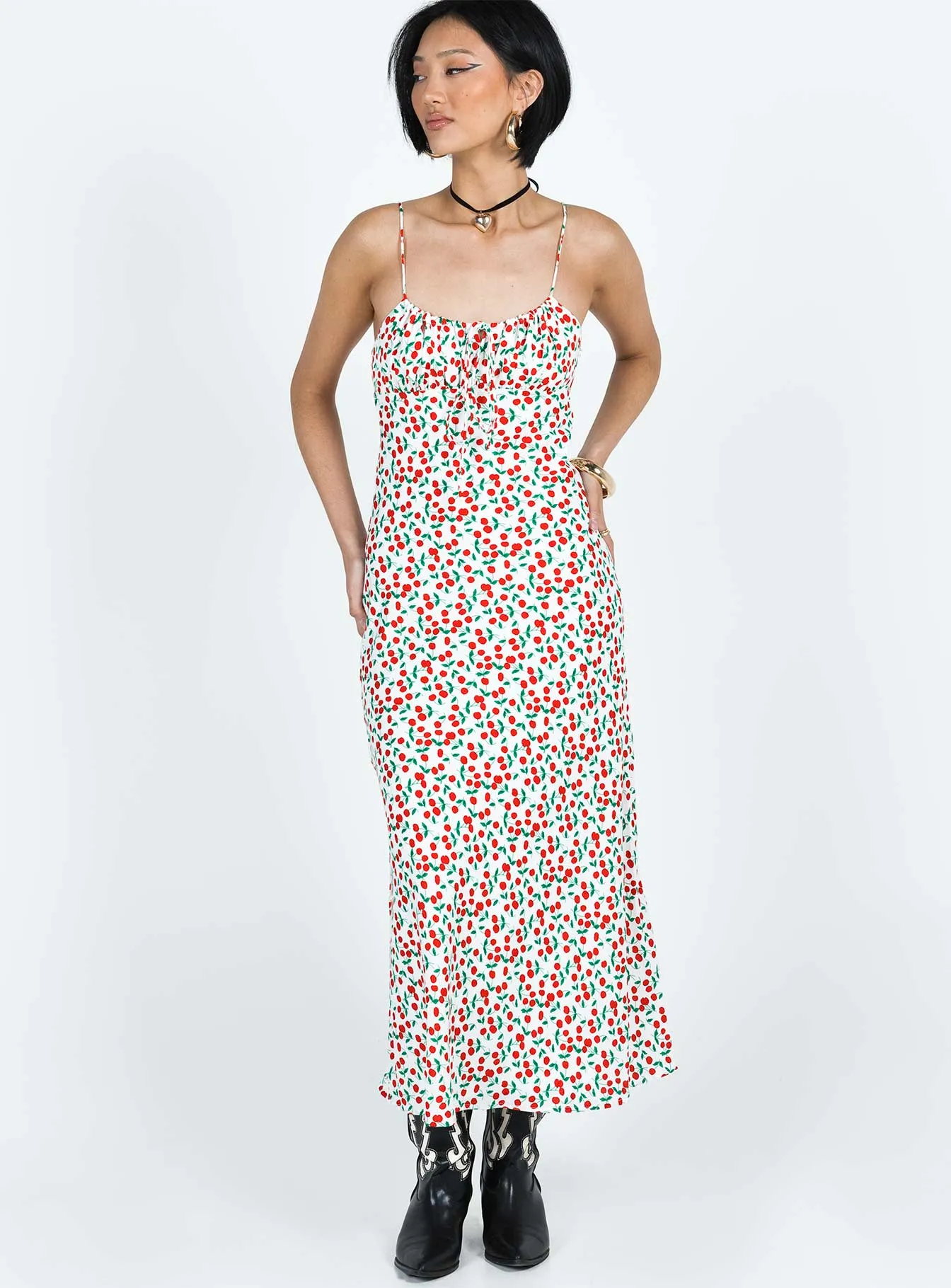 Kaplan Midi Dress White / Red petite size