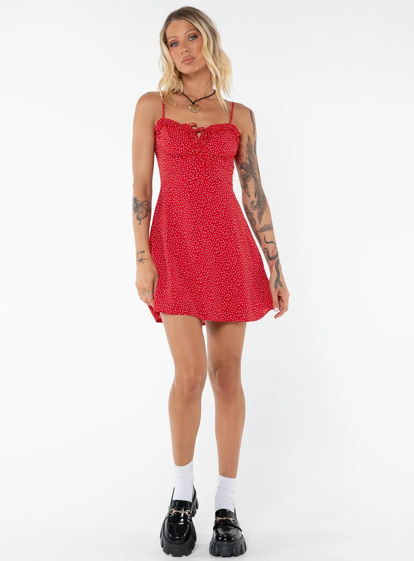 Love Birds Mini Dress Red Tall Oversized-Fit Guest Glam