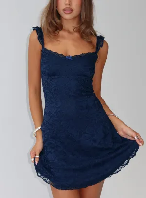 Beacall Mini Dress Navy Silky texture