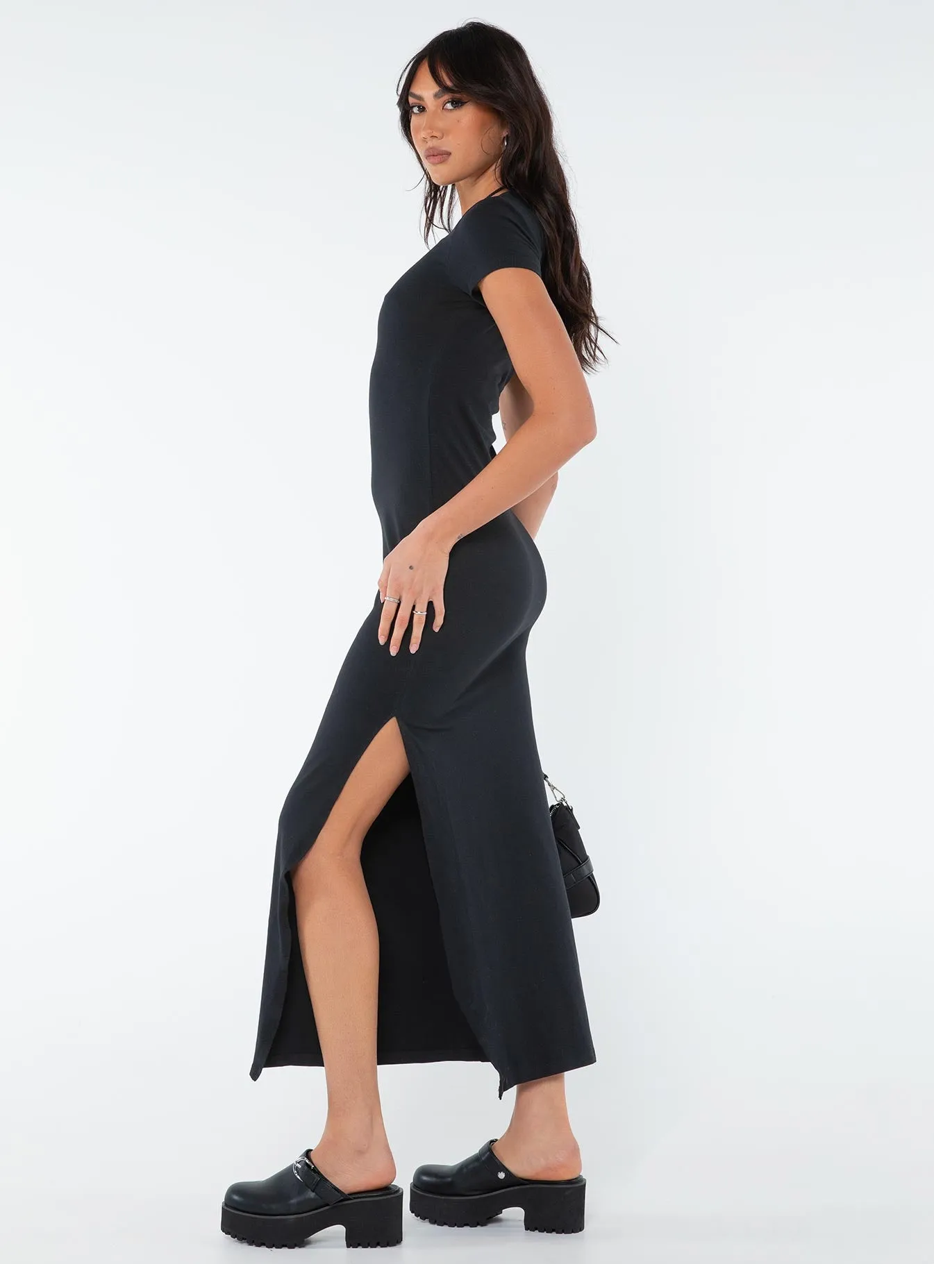 Sleek Tailoring Lex Maxi Dress Black