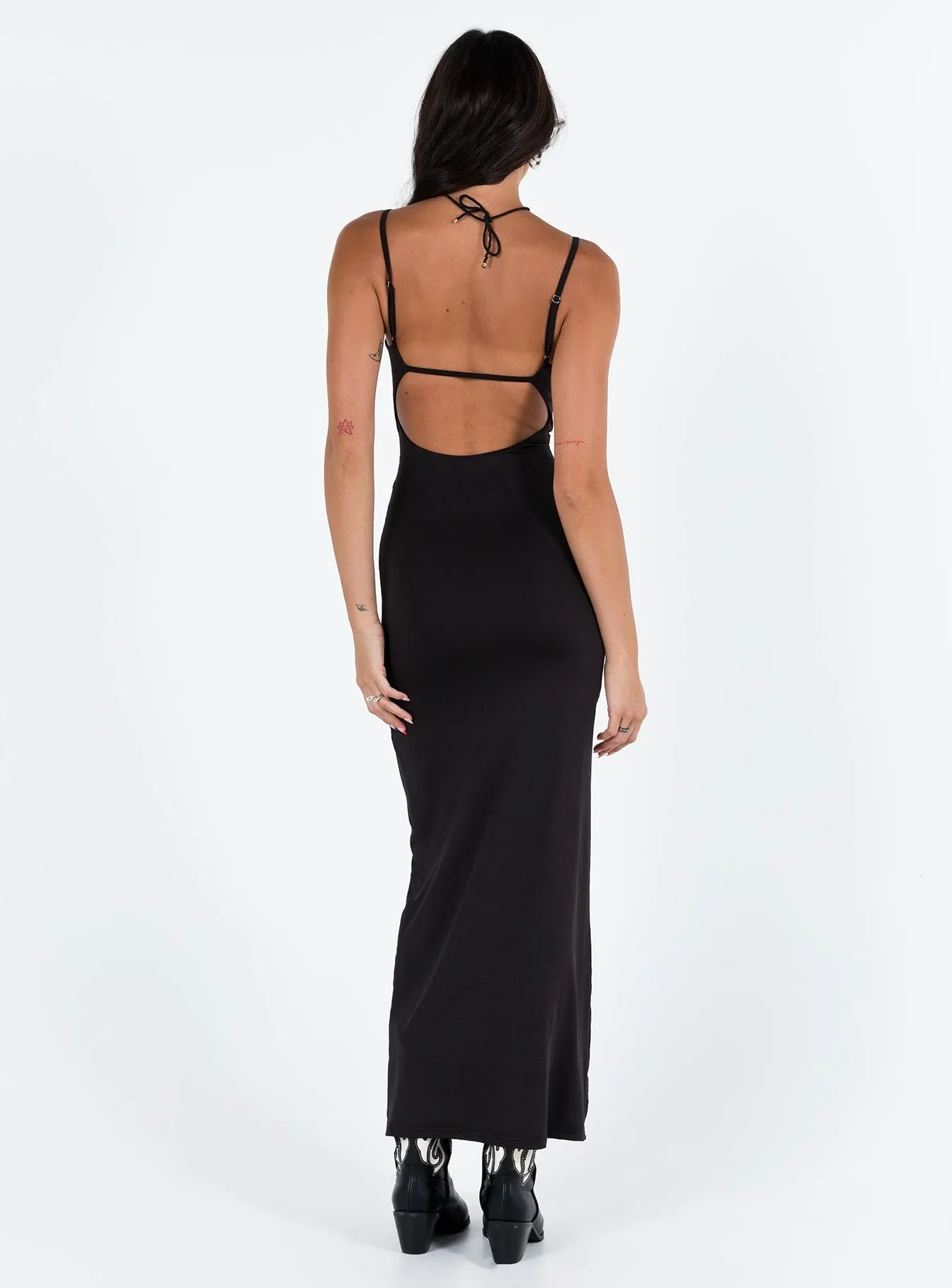 Draped-Style Riana Maxi Dress Black