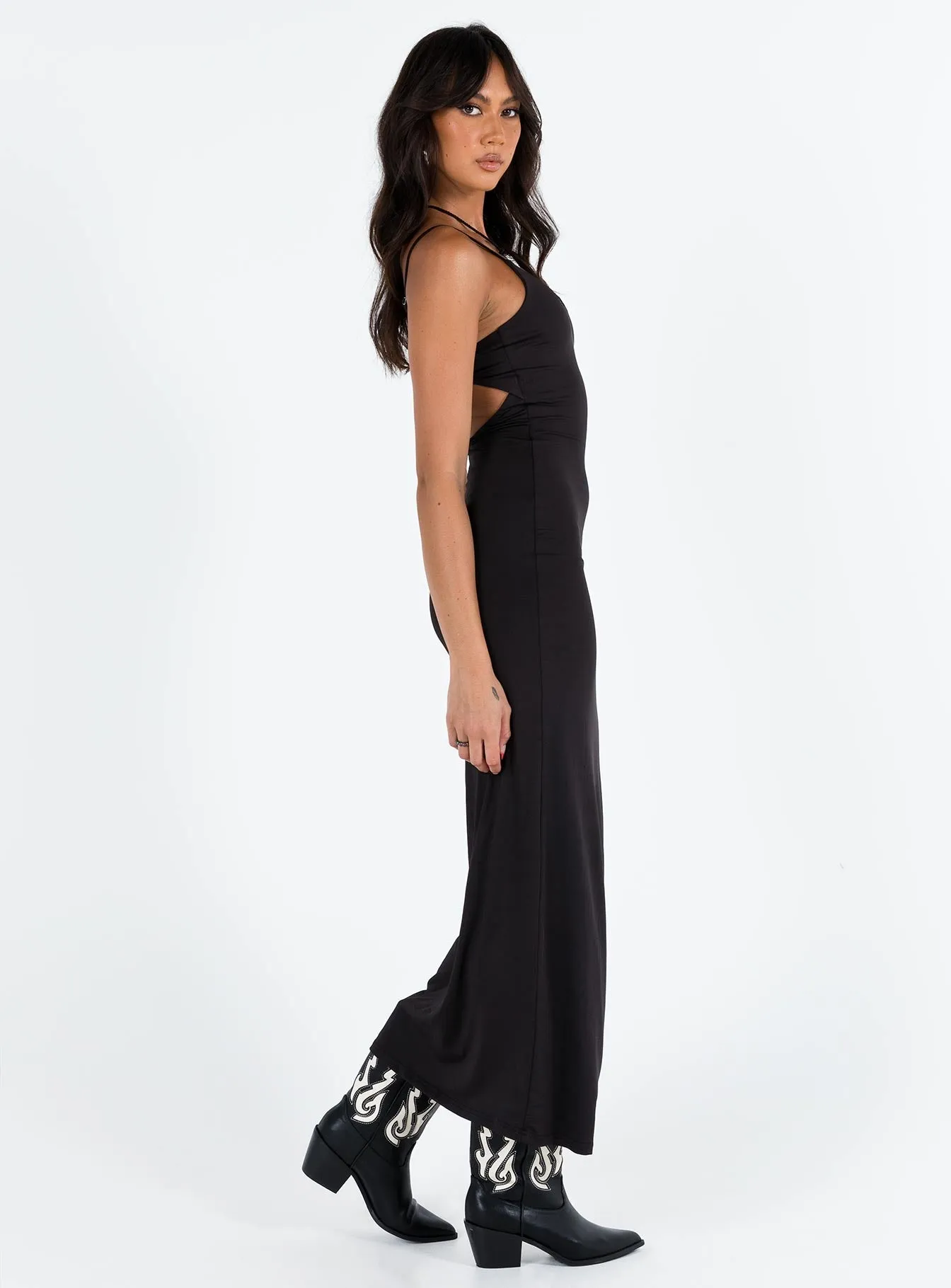 Harmonious Layers Knot-Detail Riana Maxi Dress Black