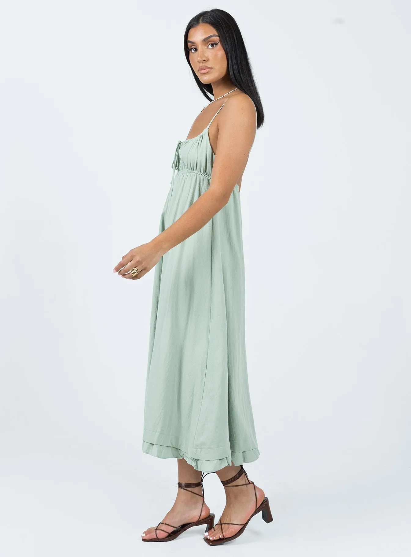 Empress Of Love Midi Dress Sage Gentle Texture