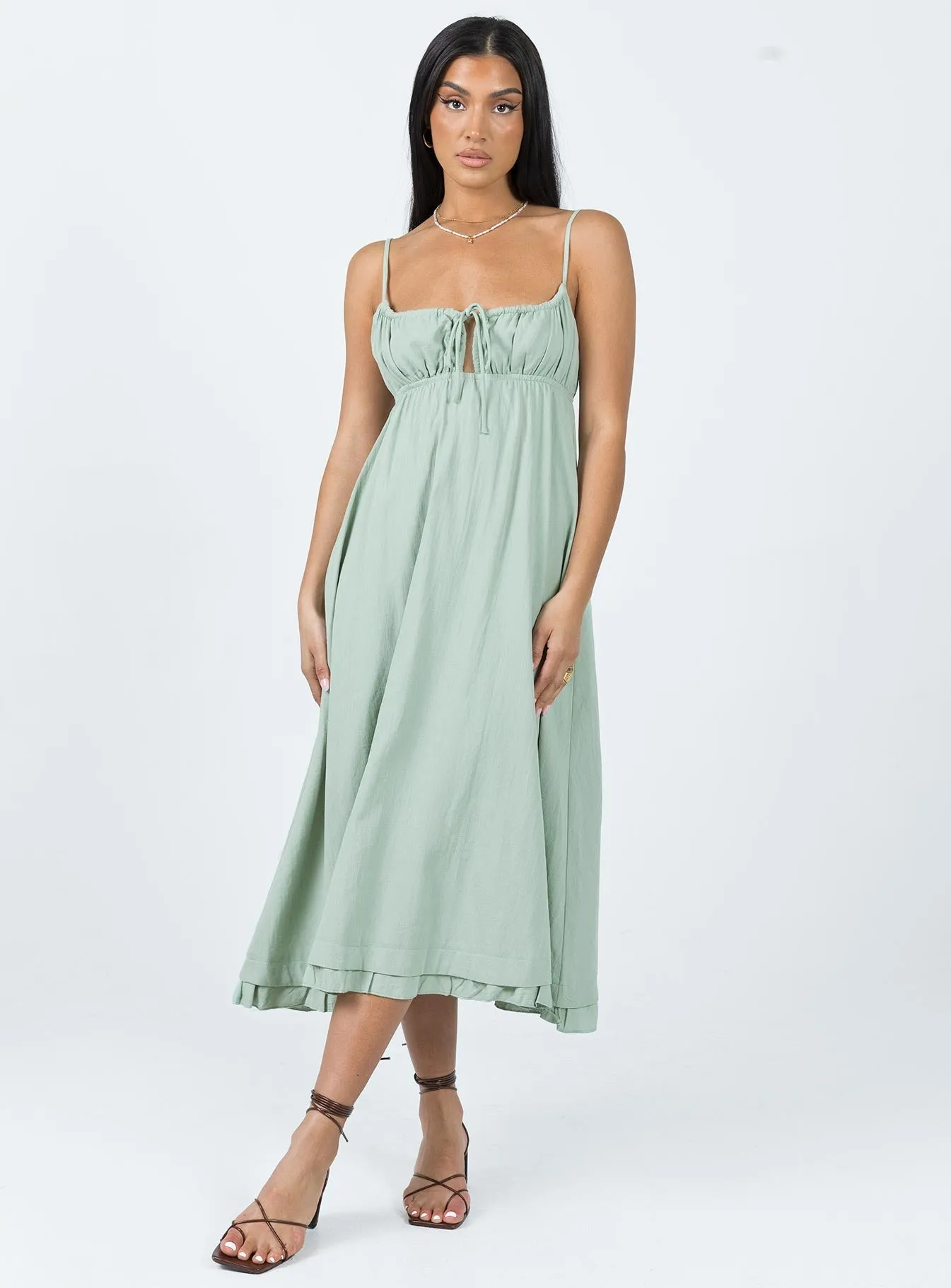 Empress Of Love Midi Dress Sage Light Flow