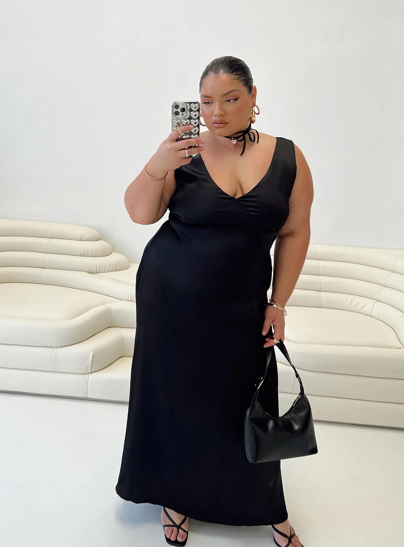 Lynsey Midi Dress Black Curve Trendy Fit Look