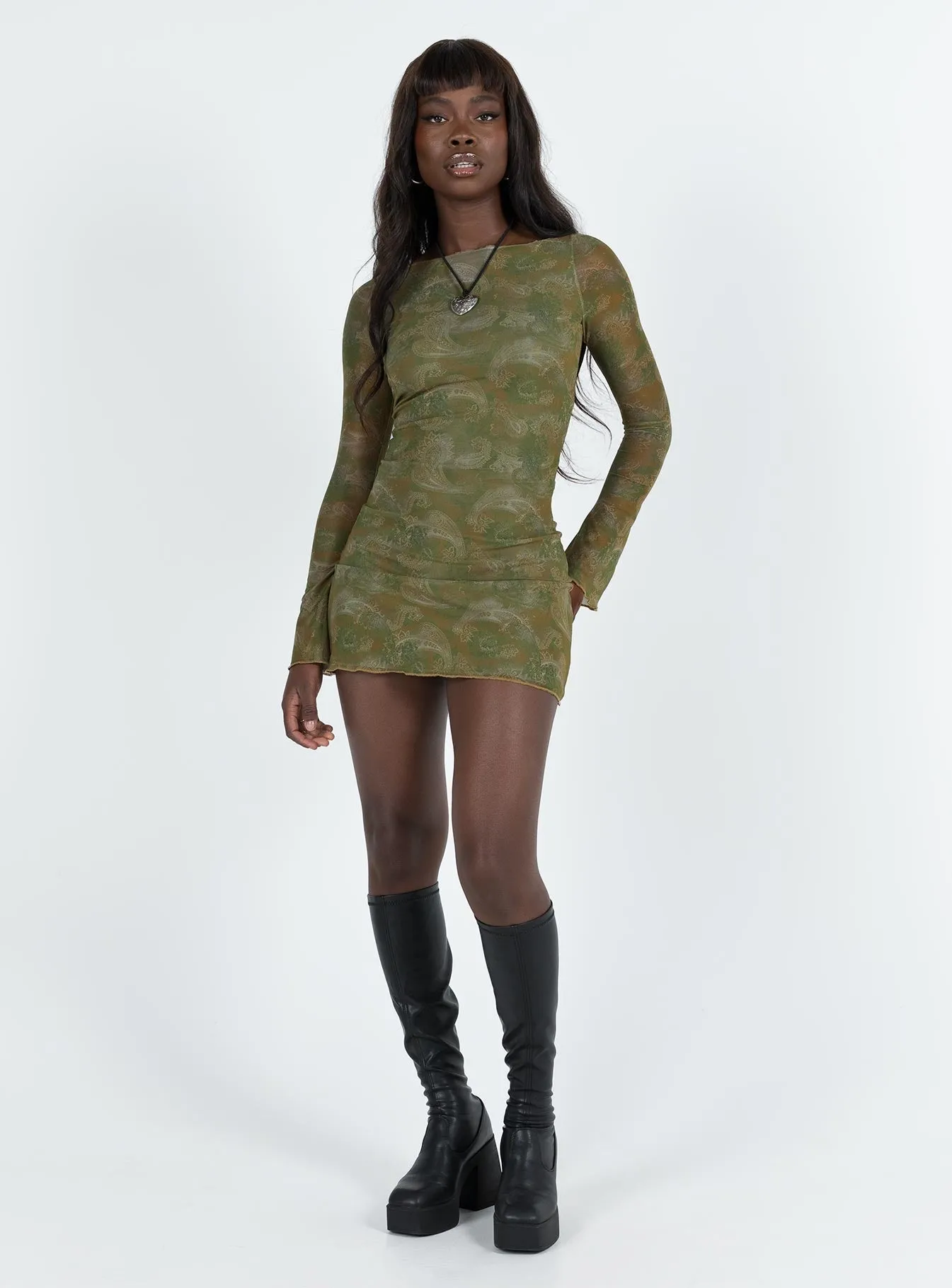 Dance-Party Coastal Soft Sevila Mini Dress Paisley Green