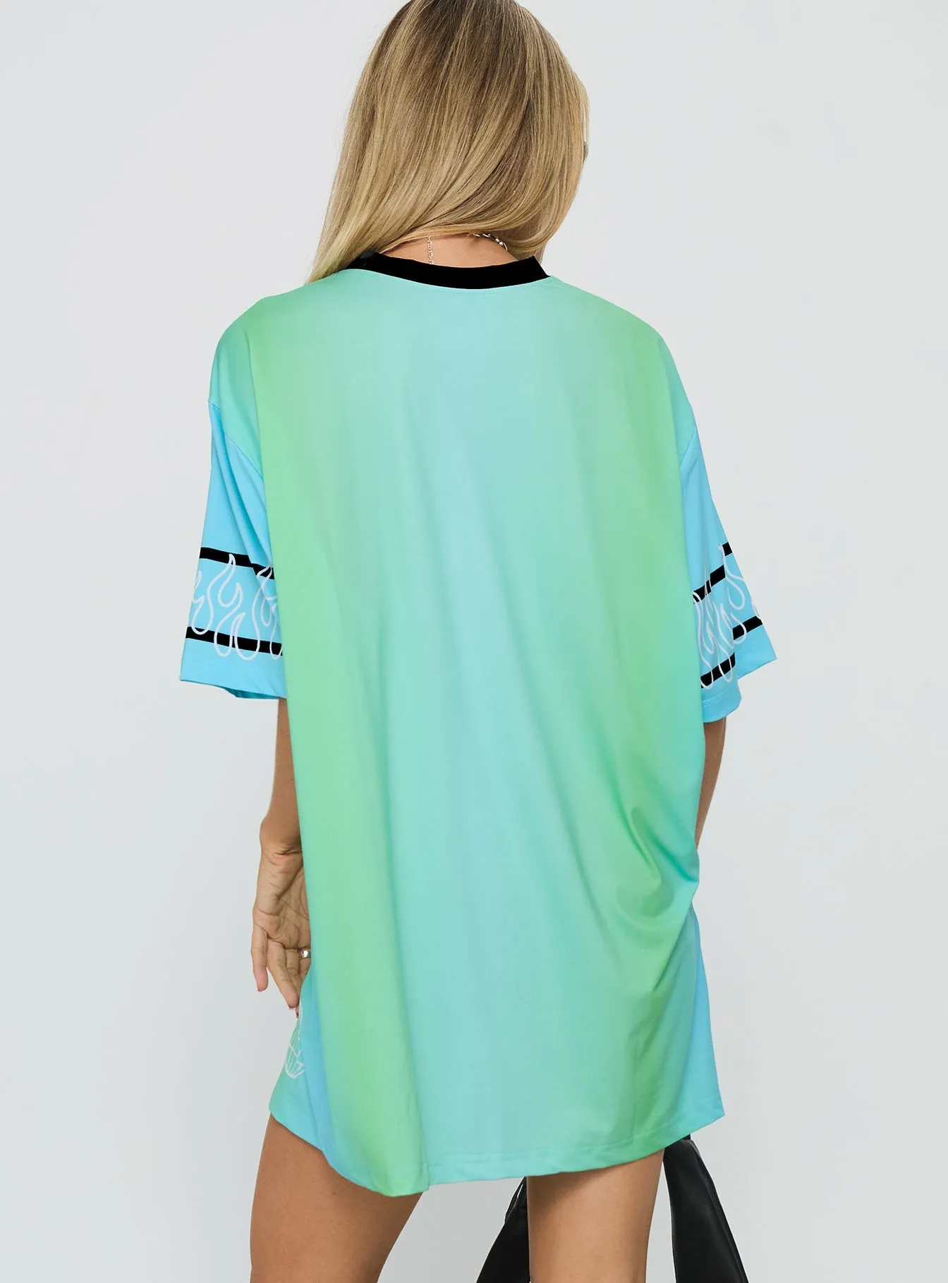 quick dry Turbo Champion Moto Jersey Top Blue / Green