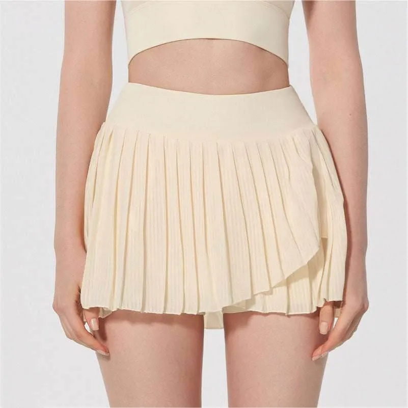 Outdoor Jacket Run Glow Fashion Solid Color Double Layer Tennis Skirt