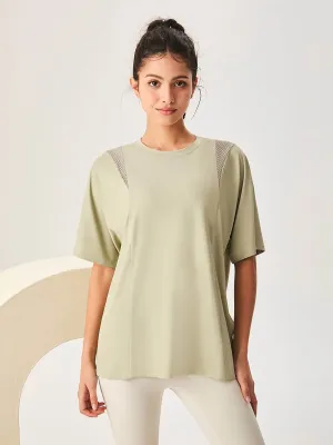 Photo Glam Mesh Short Sleeved Sports Loose T-Shirt