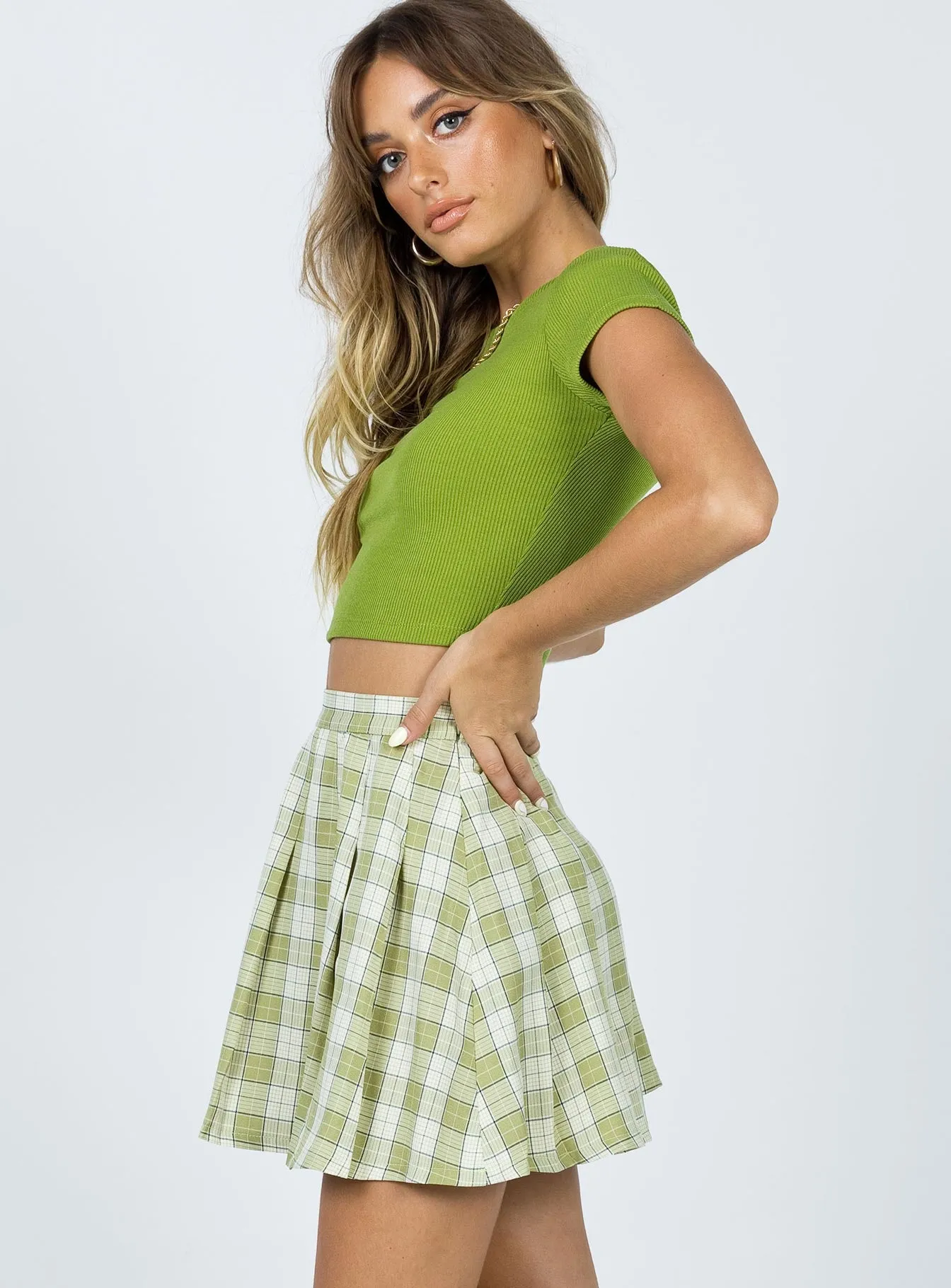 Pocket Design Carrie Mini Skirt Green