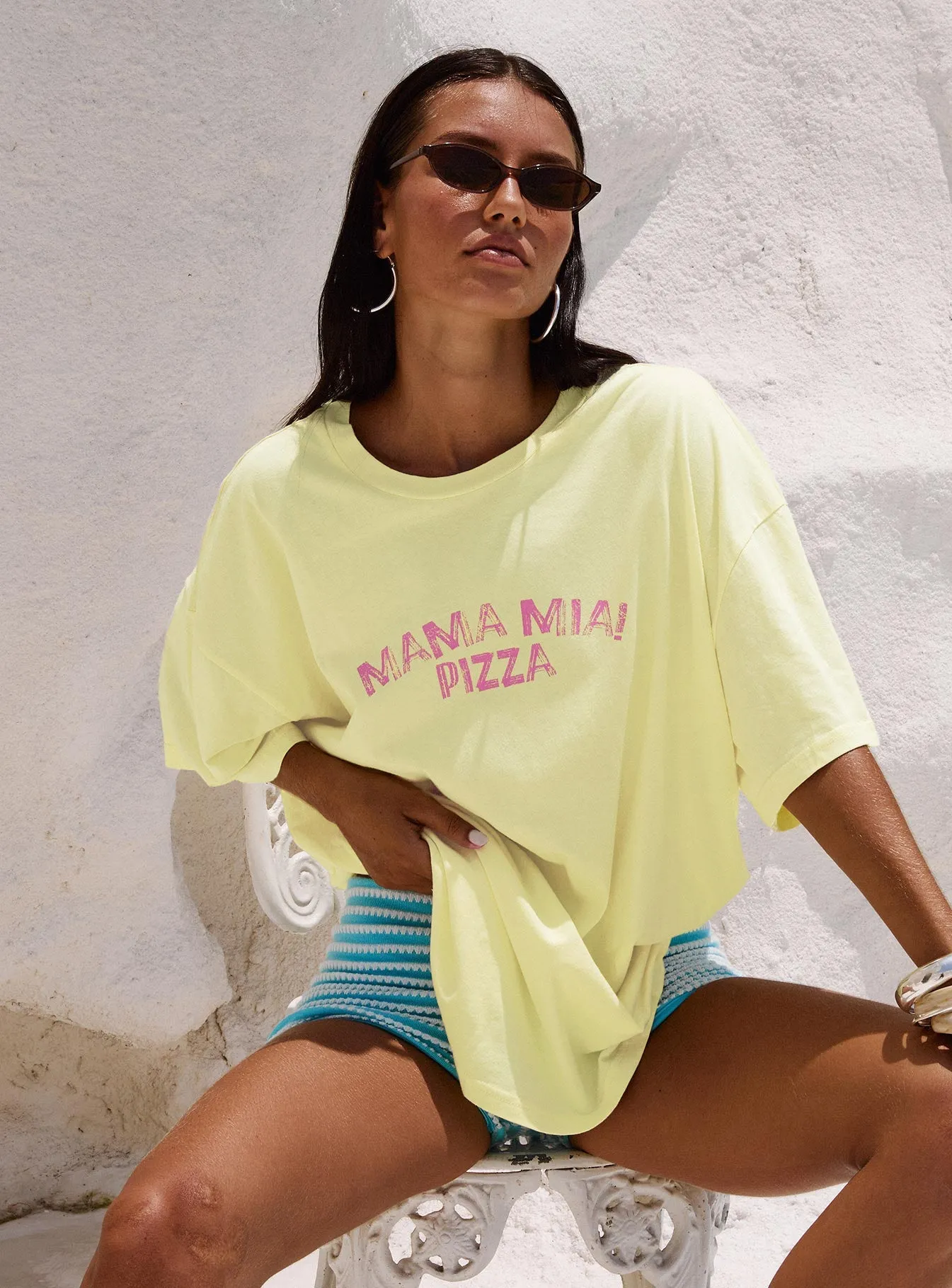 Sleep Made With Love Graphic Top Pastel Yellow