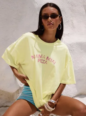 Made With Love Graphic Top Pastel Yellow Timeless Design Quick Release Hem