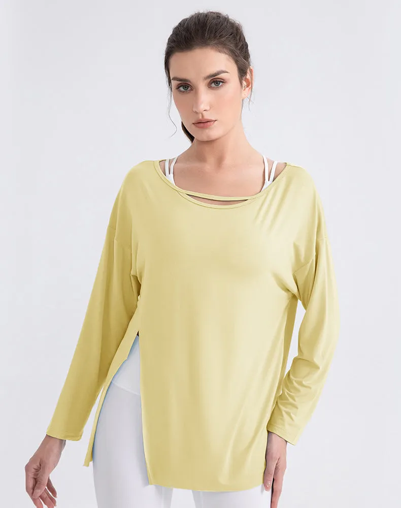 Long Sleeve Tops Loose Fit Yoga Shirts Semi Formal EcoFriendly Dye